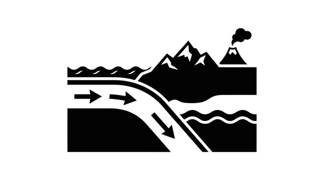 Geological tectonic plate subduction diagram.