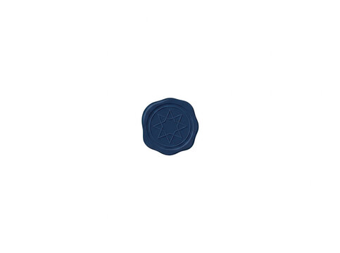 Sceau en cire bleu fonc&eacute; estamp&eacute; de l'&eacute;toile de David, isol&eacute; sur fond blanc, id&eacute;al pour les invitations de Hanoucca et les c&eacute;l&eacute;brations juives.