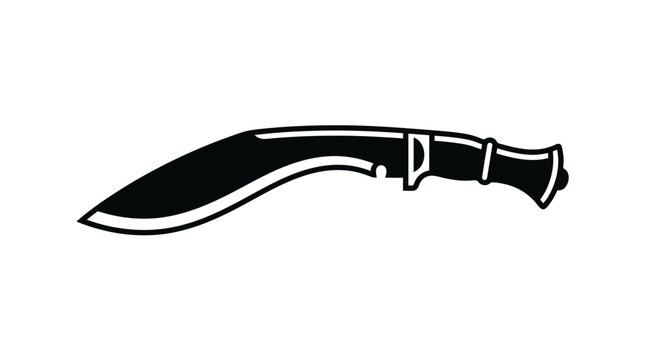 Traditional curved kukri blade knife silhouette graphic.