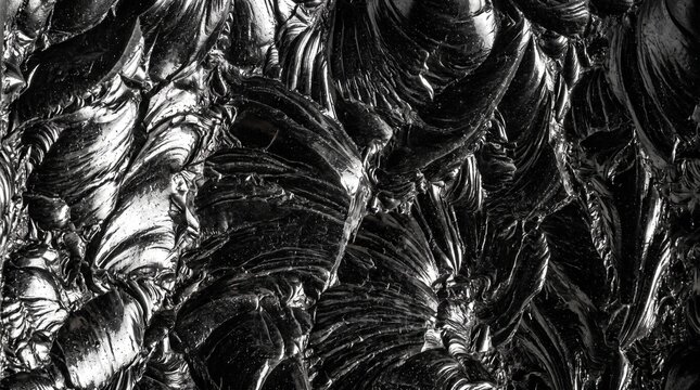 Abstract texture of shiny black obsidian stone