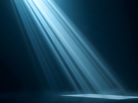 Icy Blue Volumetric Light Rays Through Dark Atmospheric Space Abstract Background