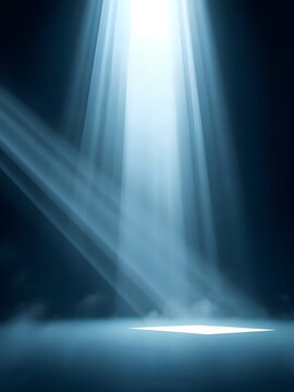 Icy Blue Volumetric Light Rays Through Dark Atmospheric Space Abstract Background