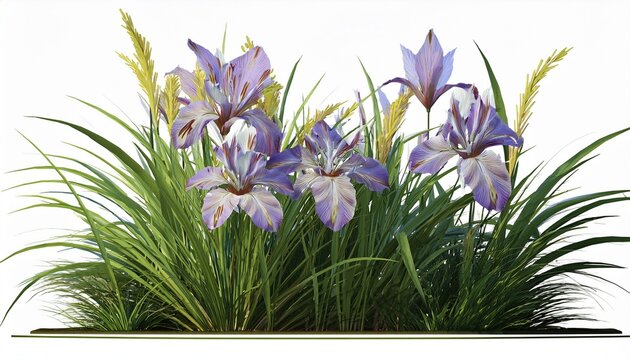 Isolated Cutout Foreground Plant Like Grass Name Iris Pseudacorus In Different Model Option Best Use For Landscape Design