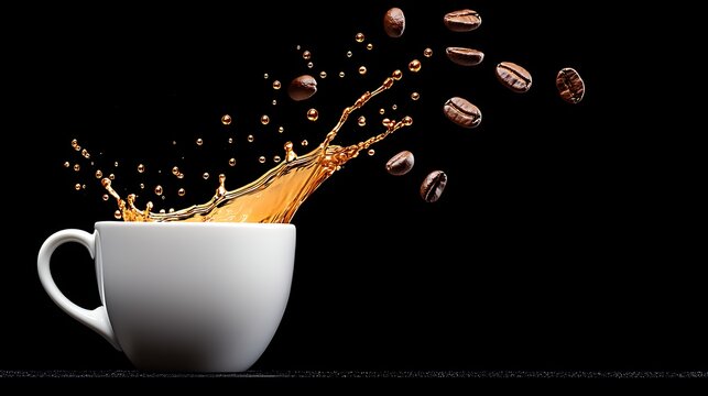Coffee Splashing from White Cup.