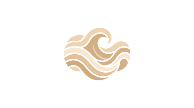 Abstract circular wave sand dunes logo in beige
