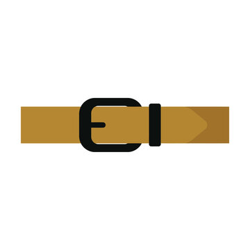 Brown leather belt with a black metal buckle for trousers or jeans in a flat vector style Vector