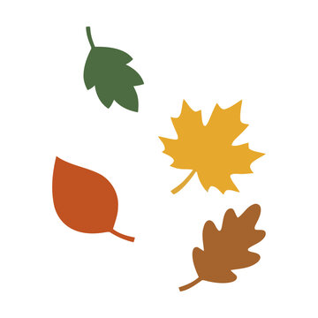 Colorful autumn leaves falling down in different shapes and bright seasonal fall colors Vector