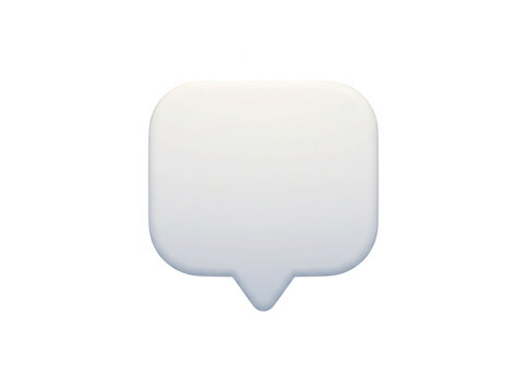 &Iacute;cone de bal&atilde;o de fala branco 3D minimalista isolado em fundo branco, ideal para representar comunica&ccedil;&atilde;o, mensagens, chat, redes sociais e intera&ccedil;&atilde;o digital em projetos de design.