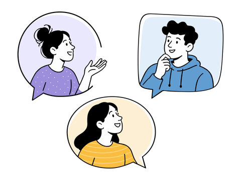 People talking in speech bubbles vector illustration