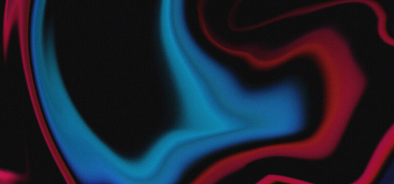 Abstract digital swirl pattern with vibrant blue and red glowing liquid light against dark background