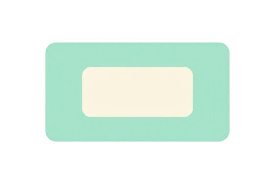 Un marco rectangular minimalista con bordes redondeados en color verde menta y un centro de color crema, ideal para dise&ntilde;o gr&aacute;fico, etiquetas, botones o espacios de texto personalizables.
