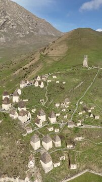 Aerial View of Dargavs, City of the Dead, North Ossetia, Russia