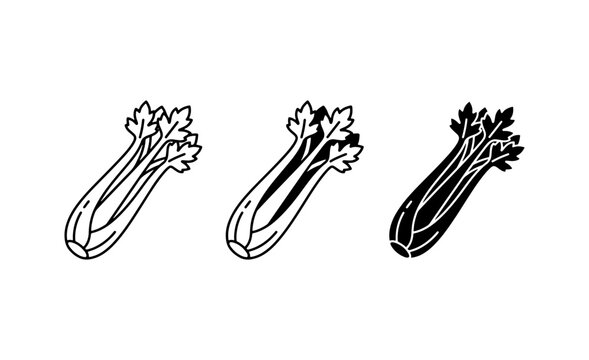 Celery Stalk Icons, Fresh Vegetable Illustrations, Healthy Food Graphics, Organic Produce Vector Set