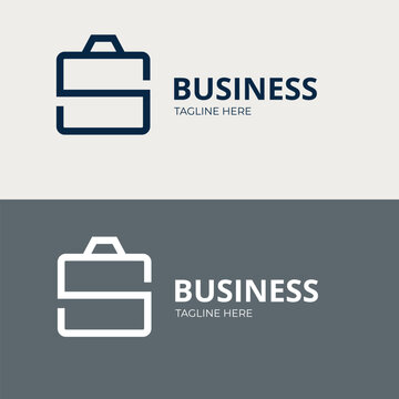 Business briefcase logo with minimalist letter S modern corporate branding icon