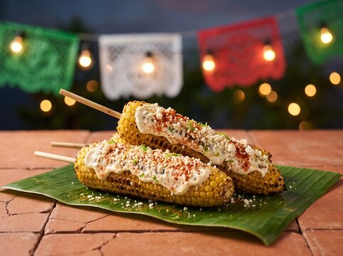 Mexican Independence Day Elotes Traditional Grilled Street Corn
