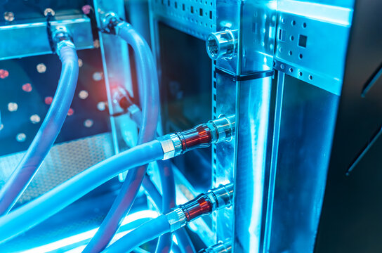 server racks with a liquid cooled supercomputer system with tube