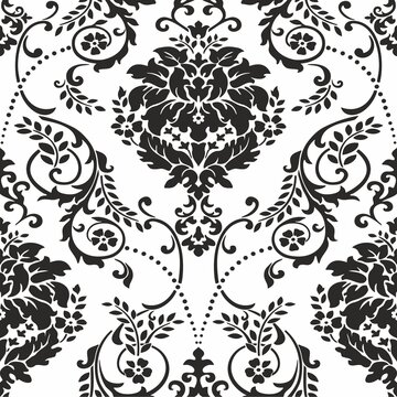luxury damask pattern black
