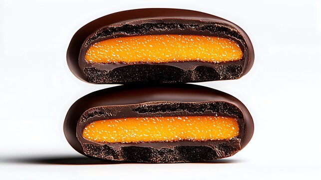 Delicious chocolate candy with orange filling.