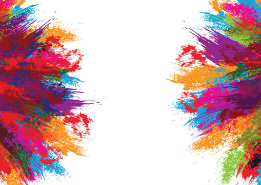 Vibrant abstract colorful paint brush strokes background with grunge texture and copy space