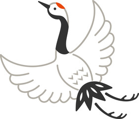Naklejka premium 羽ばたく鶴のシンプルなイラスト