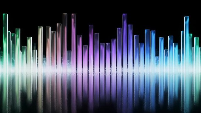 Abstract audio wave visualization in vibrant glowing colors on a dark background
