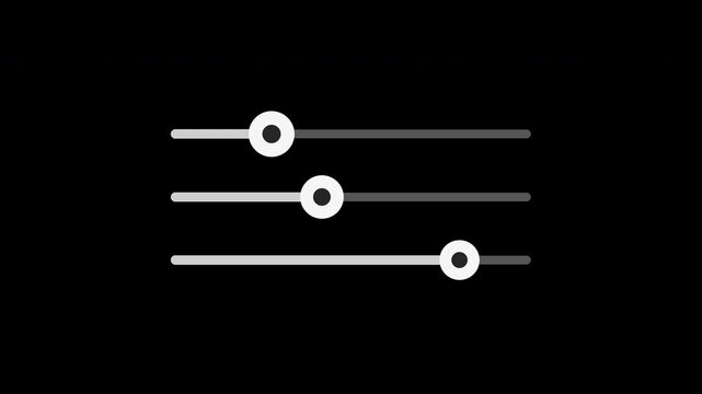 White settings sliders adjusting in sequence on transparent background