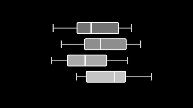 White box plot distributions comparing statistical ranges on transparent background