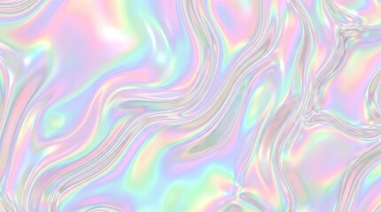 Fototapeta premium Vibrant Pastel Iridescent Flowing Wave Background with Holographic Colors