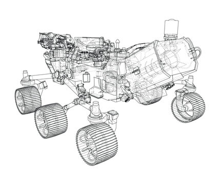Mars rover wireframe illustration. Vector