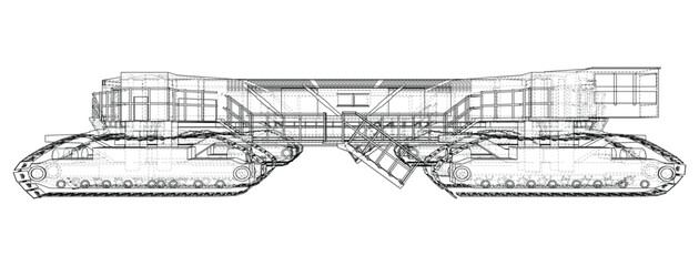 Obraz premium heavy machinery wireframe illustration. Vector