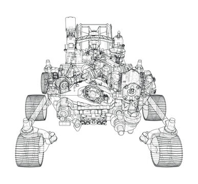 rover wireframe illustration. Vector
