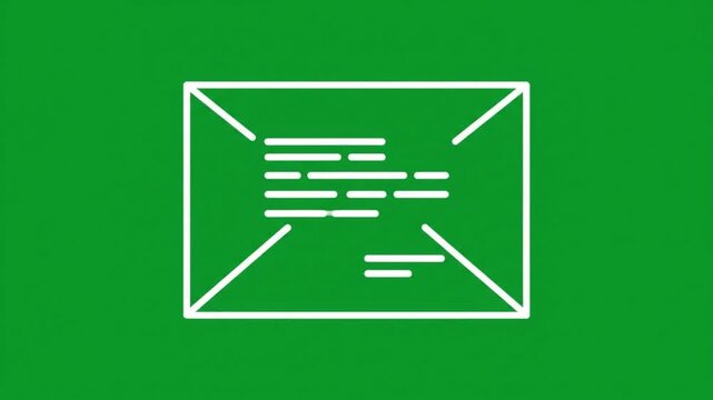 Animated email envelope opening and closing on green screen for easy chroma key compositing