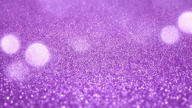 Purple glitter surface with shifting bokeh highlights and luminous shimmer across low angle panoramic field for festive decorative background with rich reflective texture and depth
