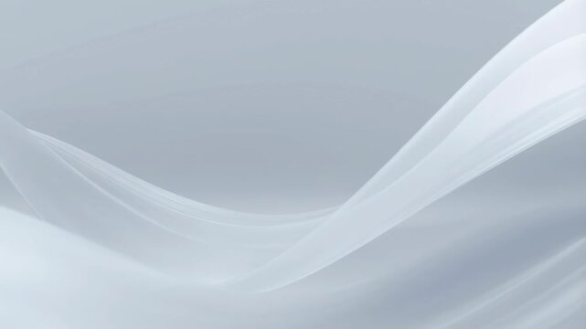 Smooth flowing semi-transparent waves move gently across a soft gray gradient background. Layered composition brings together semi-transparent flowing waves or and motion.