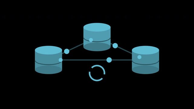 Blue database servers replicating synchronized data on transparent background