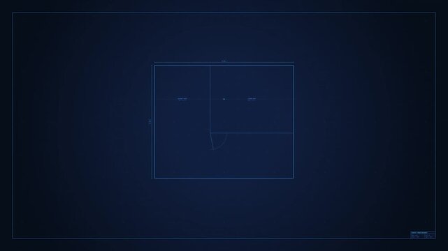 Futuristic Digital Interface Display with Scanning Laser Frame on Dark Blue Background