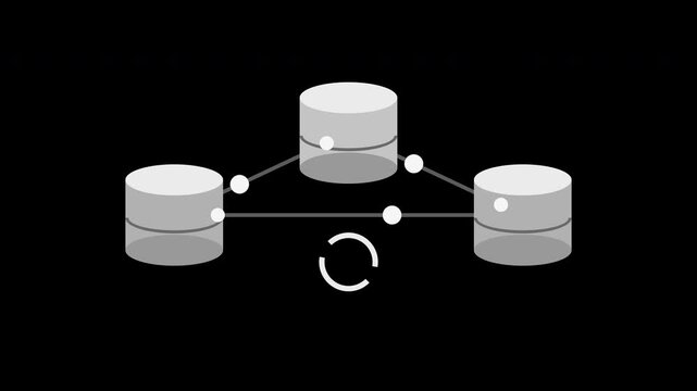 White database servers replicating synchronized data on transparent background