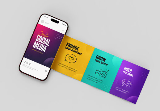 Social Media Carousel Mockup on Smartphone