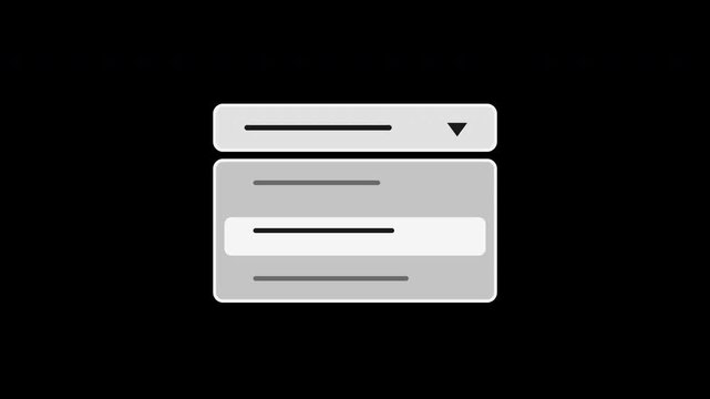 White dropdown menu expanding with option selection on transparent background