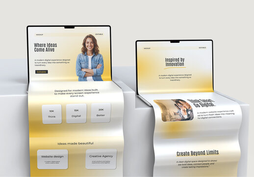 Laptop Long Scroll Screen Mockup Set