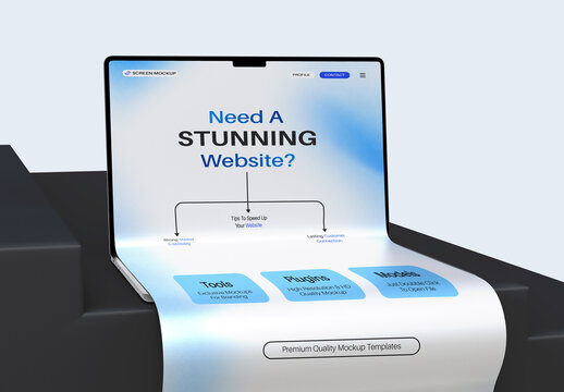 Long Scroll Laptop Screen Website Mockup