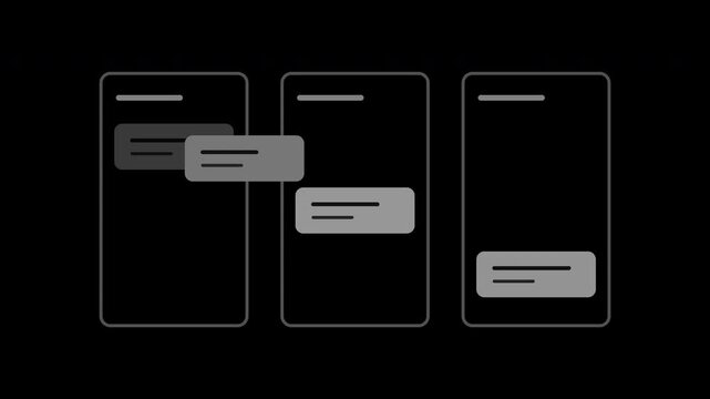Gray kanban task cards moving between workflow columns on transparent background