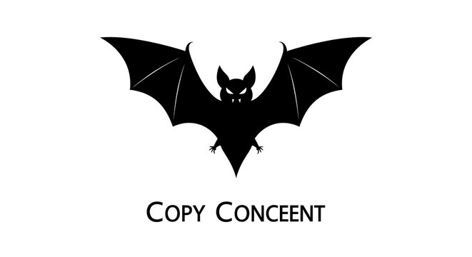 Black Bat Silhouette Logo Centered on White Background