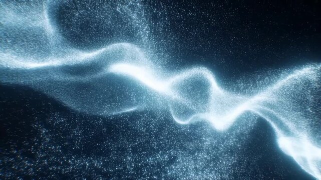 abstract wave pattern glowing blue digital rendering on dark background with mystical and futuristic mood neutral frontal perspective for technology and science fiction market contexts.
