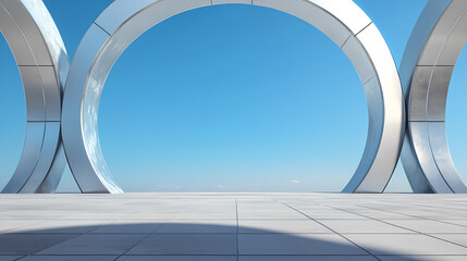 Fototapeta premium Futuristic Architectural Archways Under a Clear Sky