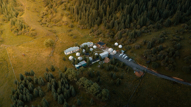 aerial view of village