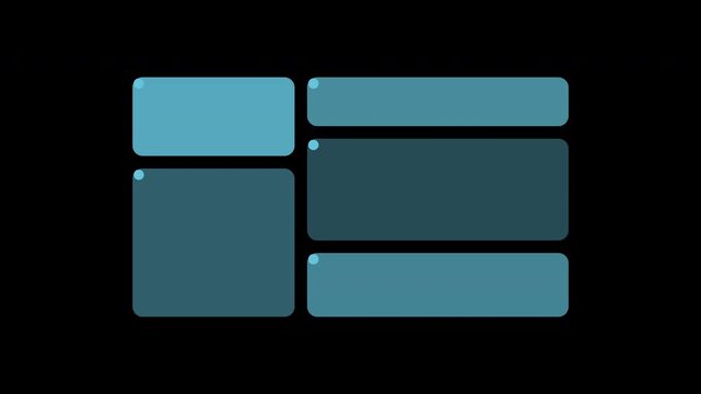 Blue treemap tiles rebalancing data proportions on transparent background