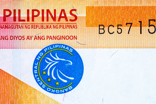 Fragment of 20 Philippine peso banknote. Currency of the Philippines. World money.