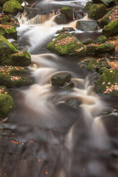 Beautiful colorful Autumn Fall landscape of Padley Gorge in Peak Distrcit England