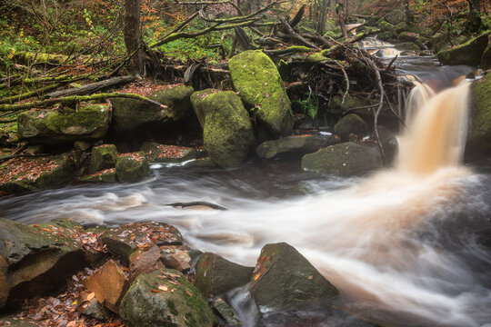 Beautiful colorful Autumn Fall landscape of Padley Gorge in Peak Distrcit England